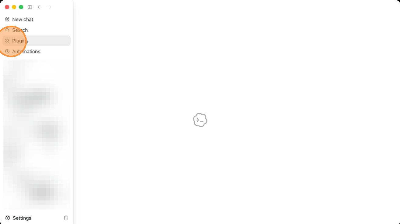 The Plugins option in the Codex sidebar menu