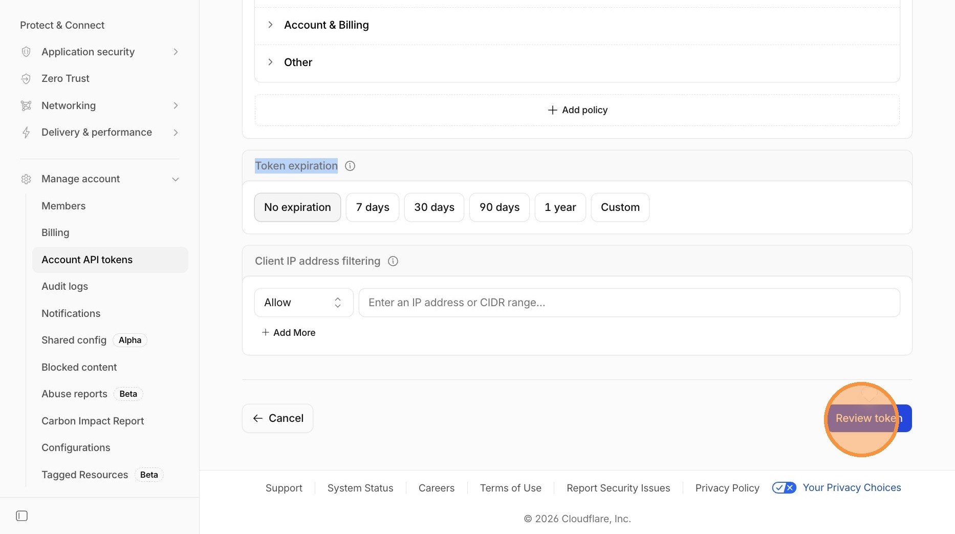 Cloudflare Review token button